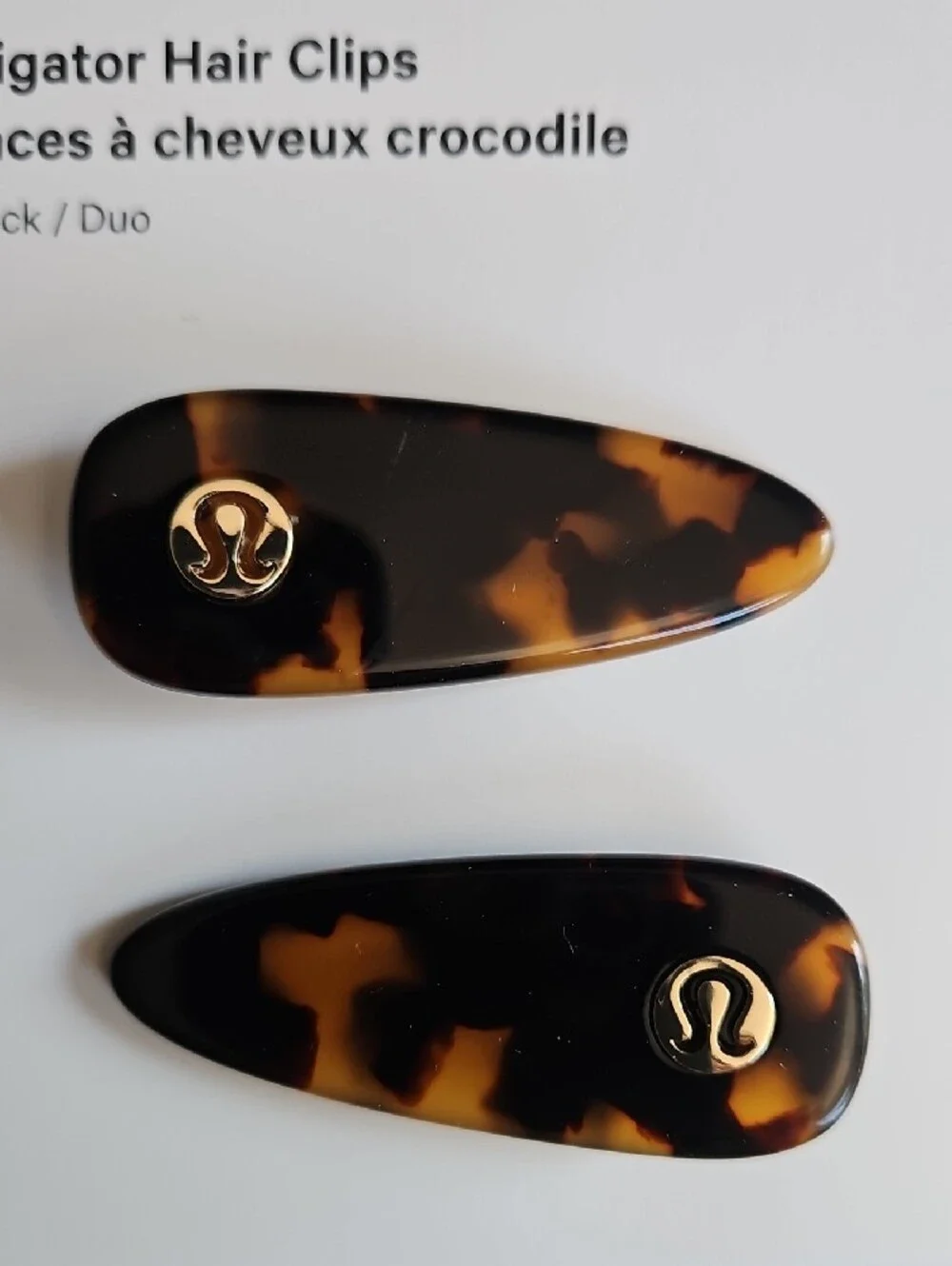 lululemon Tortoiseshell Hair Clips with Gold Logo - Brown & Black